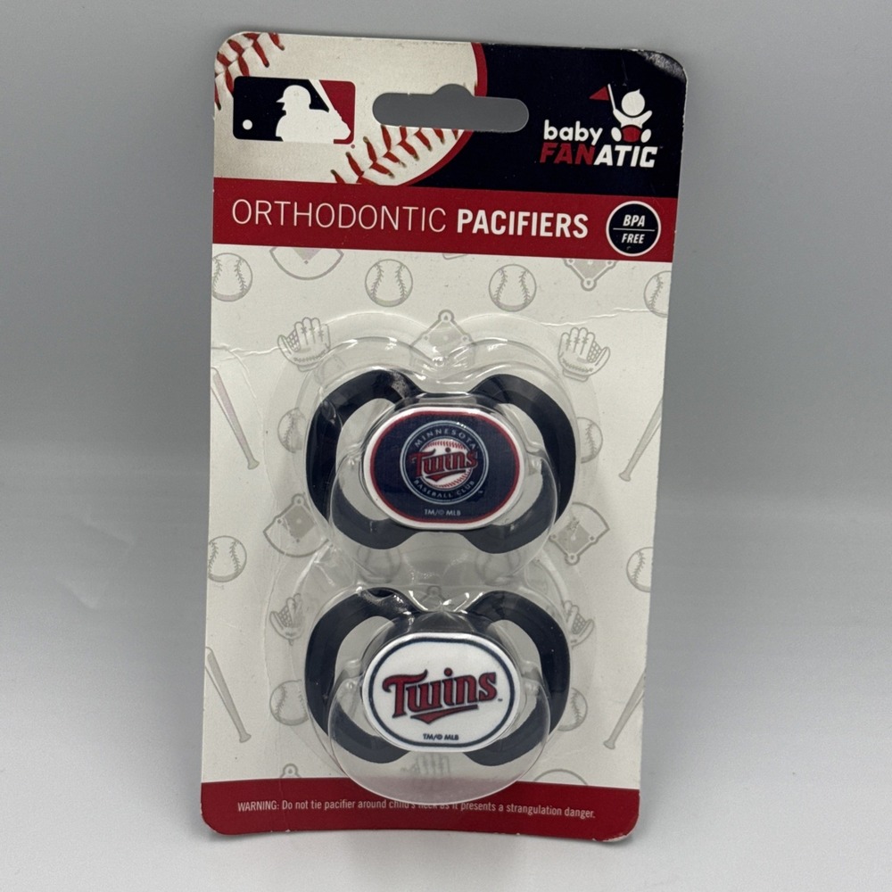 Baby Fanatic Minnesota Twins MLB Orthodontic Pacifier 2-Pack Blue Rare MIT2000